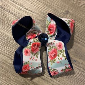 Floral Navy Hair Bow for Kids